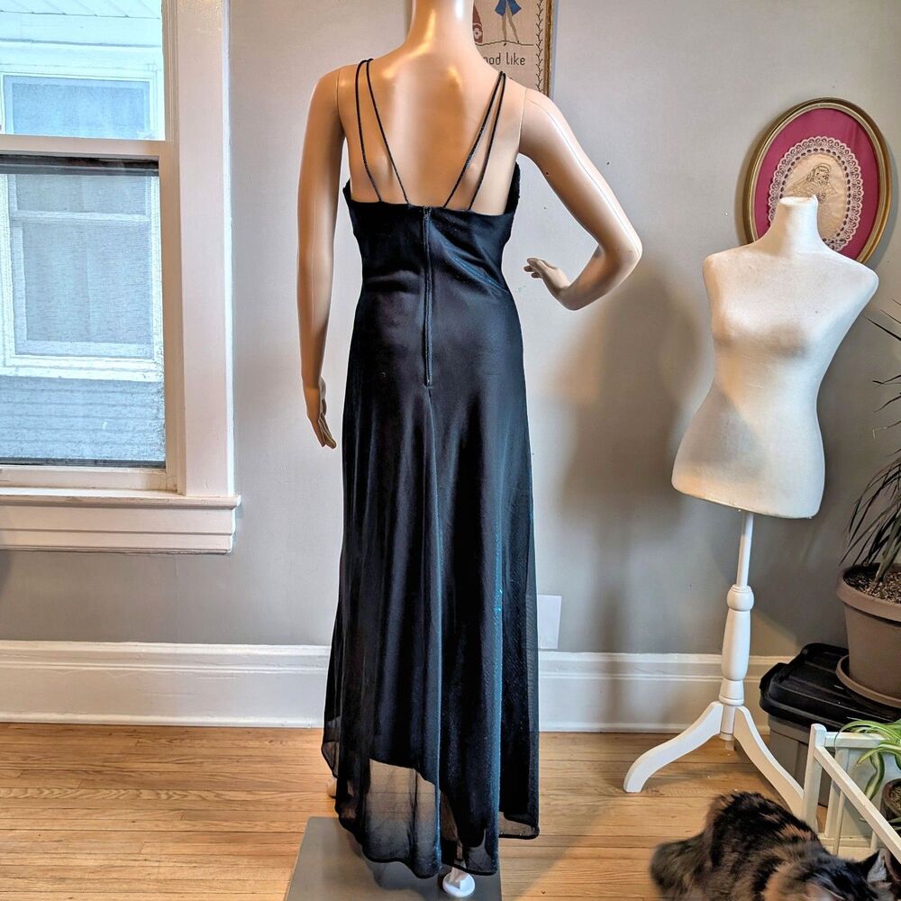Vintage 1990s Blondie Nites Prom Dress Sequin Iridescent Whimsygoth Blue JRS 5 - Picture 10 of 10